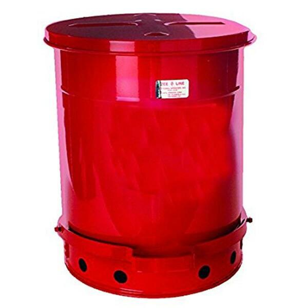 Zeeline 6 gal Foot Operated Oily Waste Can, Red Powder Coat 306